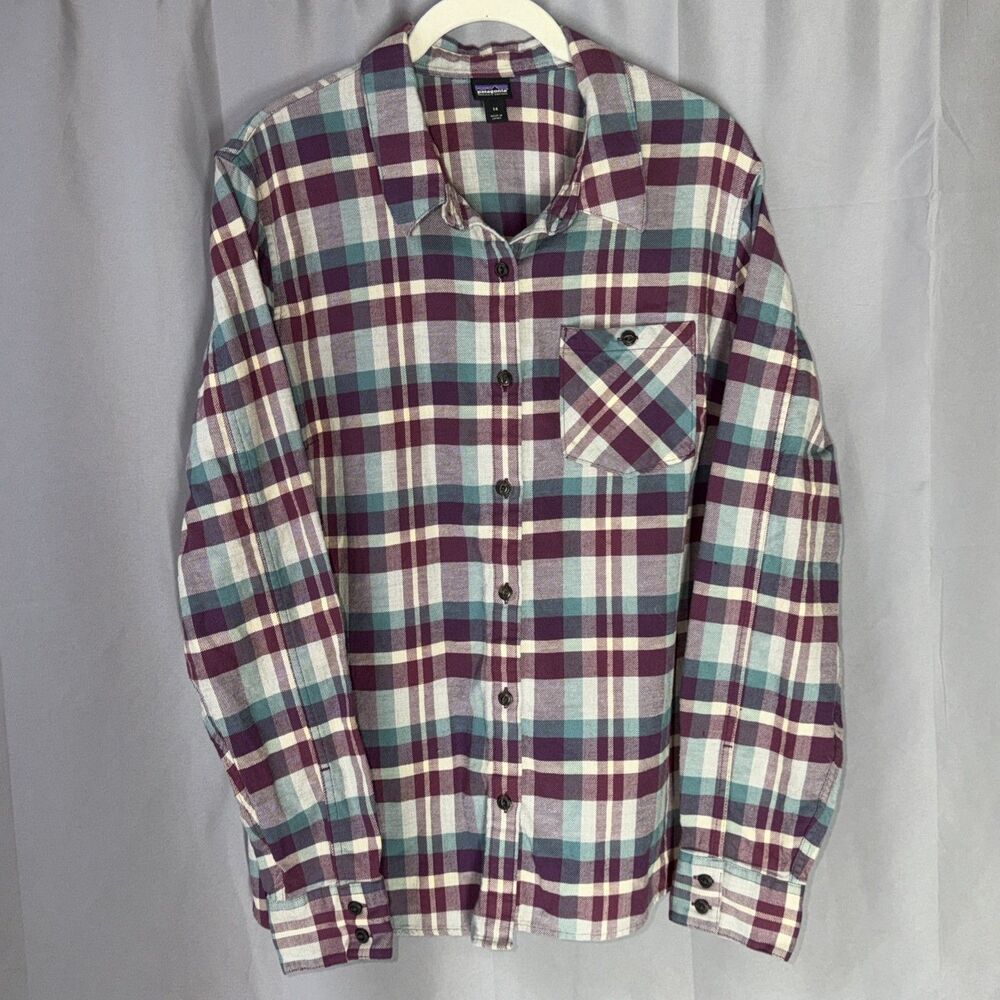 Patagonia Shirt Women's Size 14 Plaid Flannel Organic Cotton Lumberjack Comfort